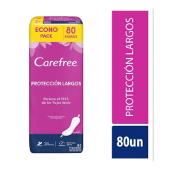 Protectores Diarios Carefree Protección Largos 80 Unidades