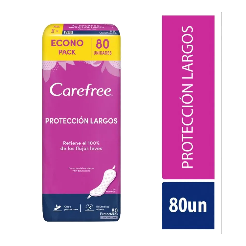 Protectores Diarios Carefree Protección Largos 80 Unidades