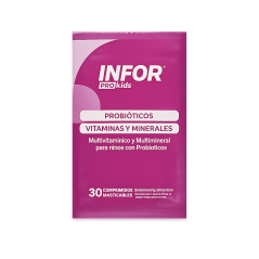 INFOR PRO PROBIOTICOS VITAMINAS Y MINERALES COMPRIMIDOS MASTICABLES X30
