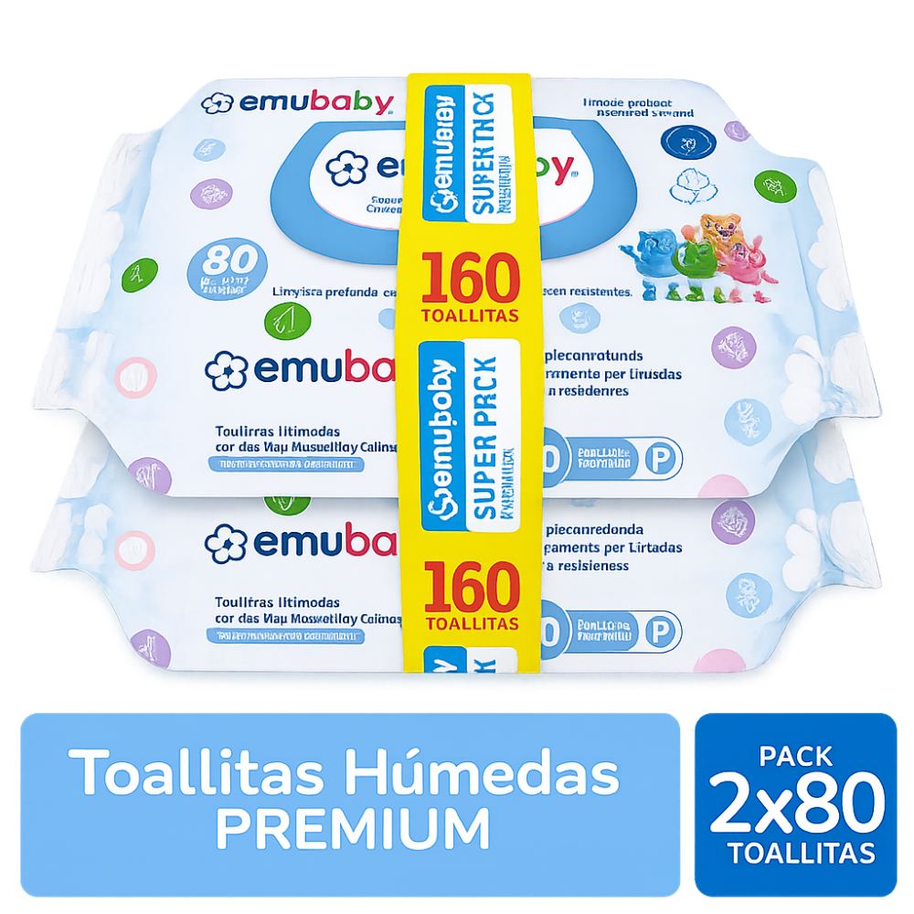 Toallitas Húmedas Para Bebés Pack 2 por 80 Unidades