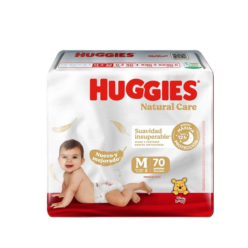 Pañales Huggies Natural Care M 70 Unidades