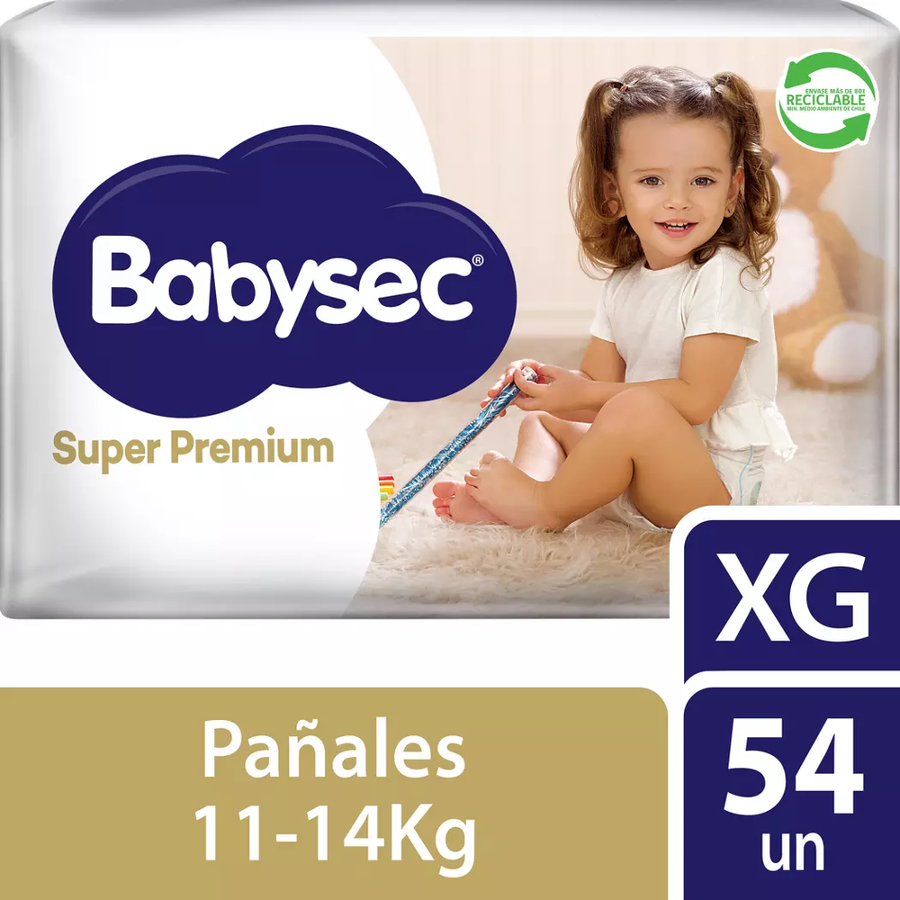 Pañales Babysec Super Premium Confort Care Talla XG 54 Unidades