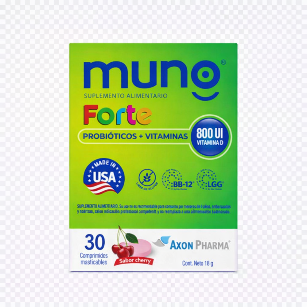 MUNO FORTE PROBIOTICOS+VITAMINAS COMPRIMIDOS MASTICABLES SABOR CHERRY X30