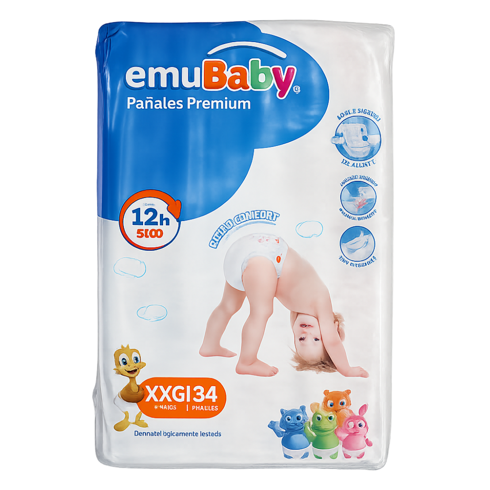 Pañal Desechable Emubaby Premium Talla XXG 34 Unidades
