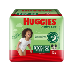 Pañales Desechables Huggies Active Sec XXG 52 Unidades
