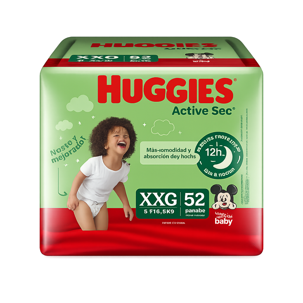 Pañales Desechables Huggies Active Sec XXG 52 Unidades