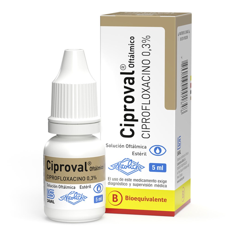 Ciproval Ciprofloxacino 0.3% Solución Oftálmica 5ml  PRECIO UN MEDIDA $458507