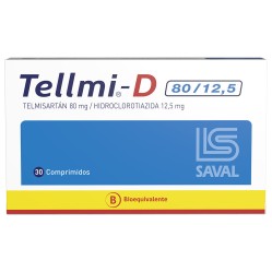 Tellmi-D Telmisartan / Hidroclorotiazida 80/12.5 30 Comprimidos